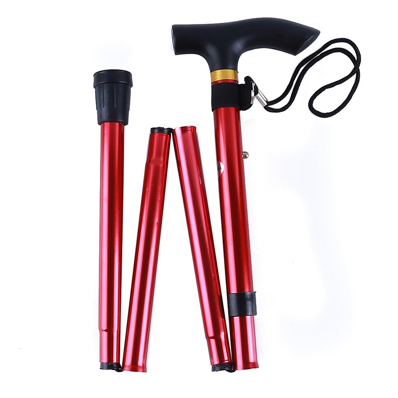 Collapsible Telescopic Folding Cane Elder Cane Walking Trusty Sticks Elder Crutches For Mothers The Elder Fathers: red