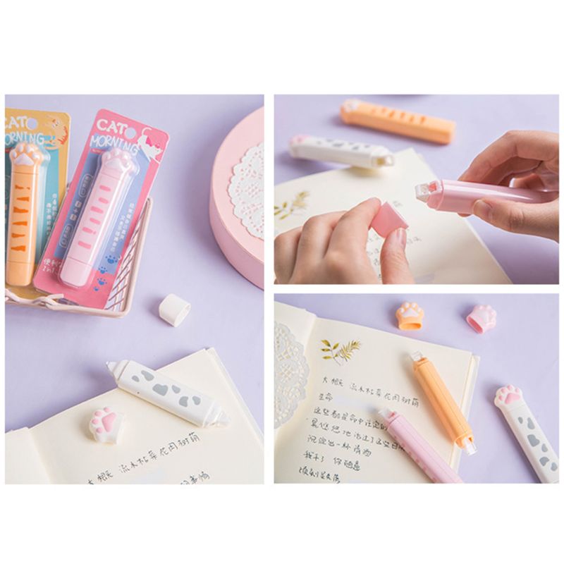 Cute Cat Paw Roller Glue Correction Tape Stationery Corrector Student Altered