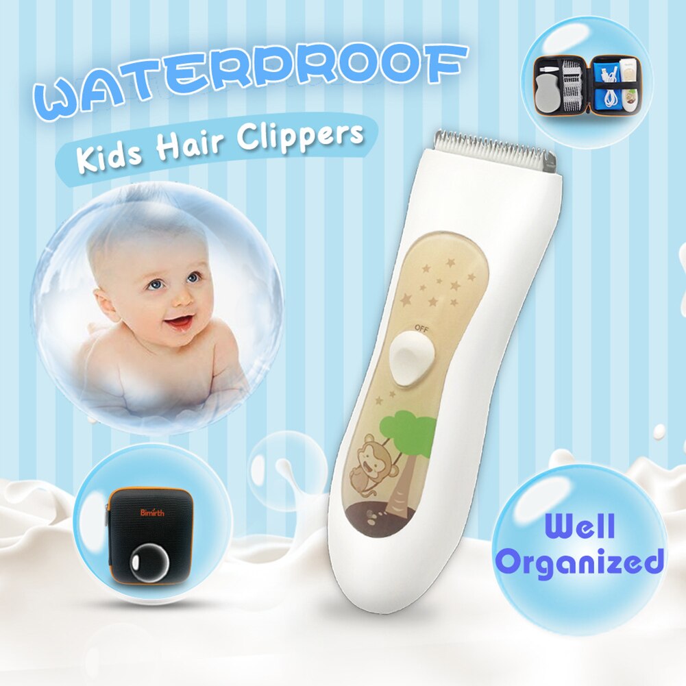 Carga usb dos desenhos animados bebê elétrica hair clipper recarregável impermeável aparador de cabelo clipper para bebê & crianças corte de cabelo casa-uso