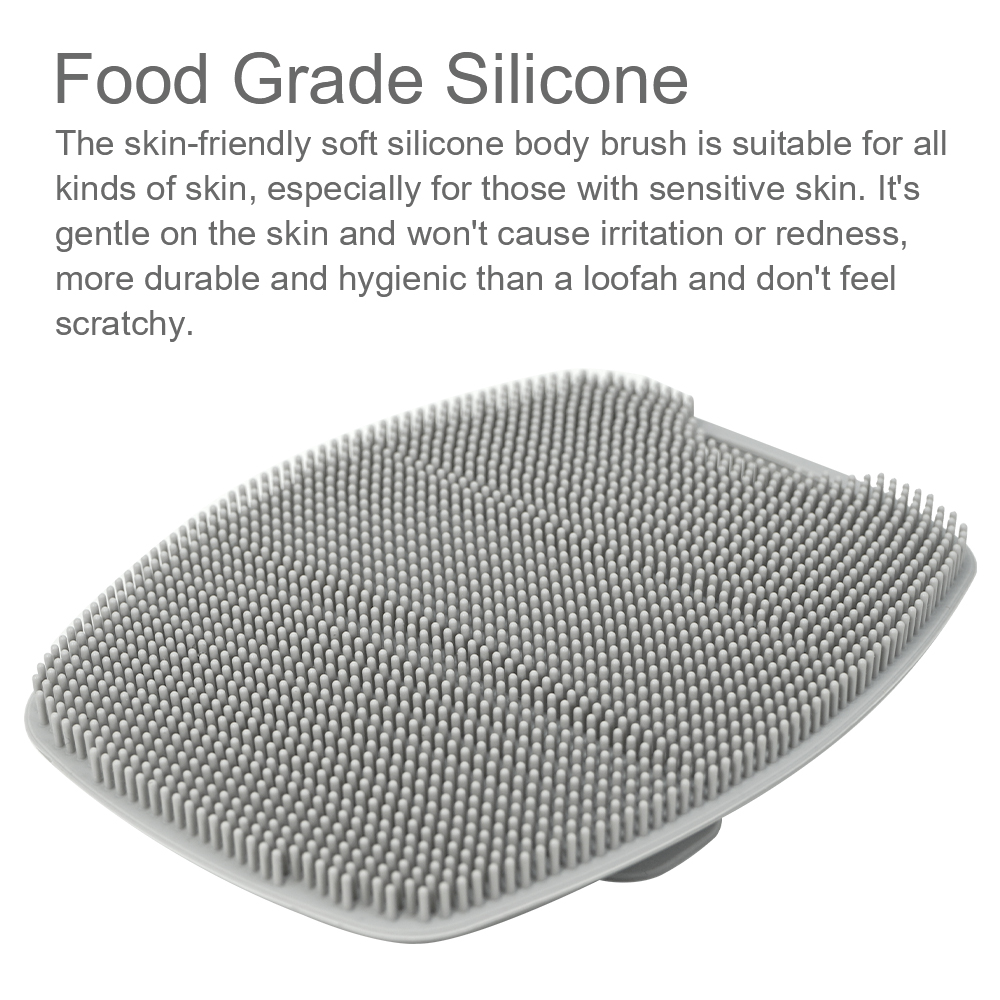 Escova esfoliante de silicone, limpador sem alça deslizante, purificador corporal, limpa e massageia a pele, acessórios de banheiro, escova de banho