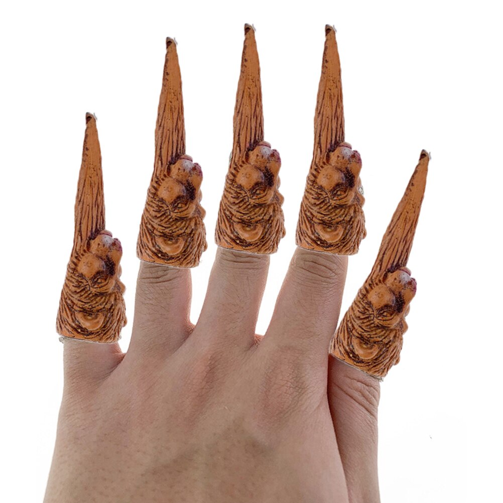 Uñas largas de Halloween, uña de Animal, uña de bruja Araña, esqueleto, León, Cosplay, decoración de vestido de lujo, 5 uds.
