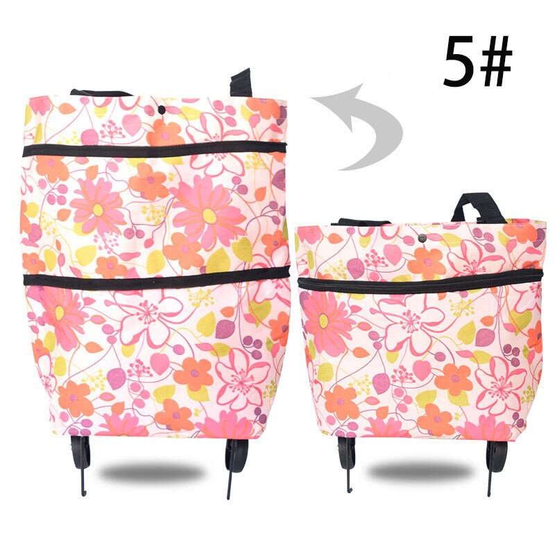 Caddie de Shopping pliable avec roulettes debout, extensible, réglable, grand espace, organisateur, sacs de courses portables: 5