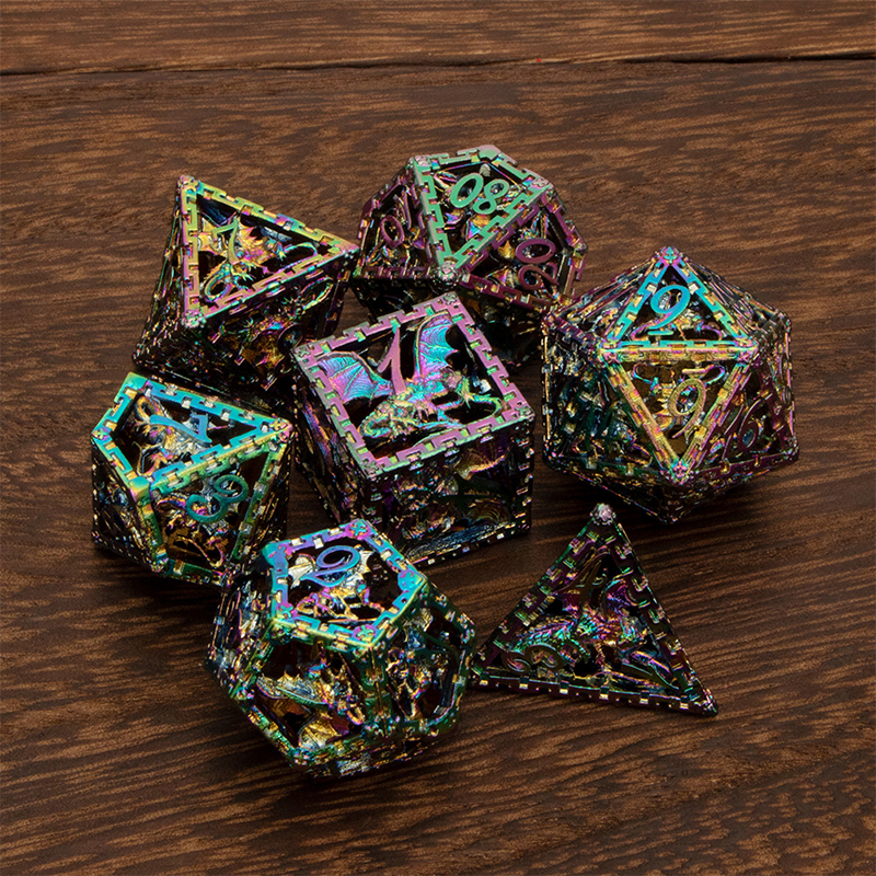 Hohl Metall Dnd Würfel einstellen Kerker Und Drachen D &Ampere; d D + D Würfel D20 D12 D10 D % d8 D6 D4 RPG Kupfer Polyeder Rolle Spielen Würfel