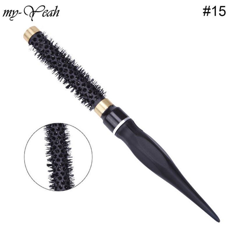 Cepillo de pelo de hierro de nailon, 8 tamaños, peine de barril redondo antiestático resistente a altas temperaturas, herramienta de secado y rizado para el hogar DIY: 26.50 x 1.90cm