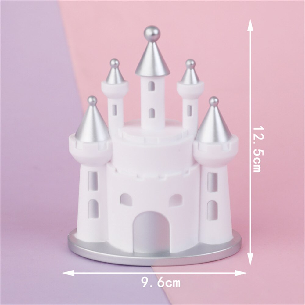 Linna kakku topper cupcake koristelu juhla syntymäpäivä prinsessa prinsessa lapset suosivat kodin kirjoituspöytä auton sisustus hääkakun lippu: Hopea