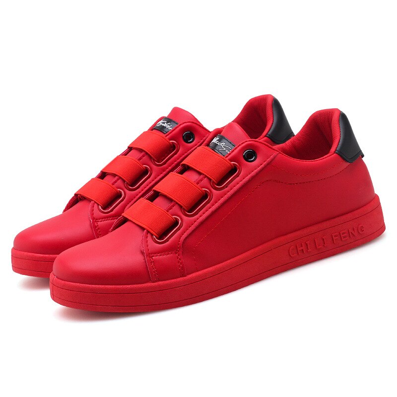 Men Sneakers Soft Leather sports Shoes Flat Brand Sneakers Men's red White Shoes Black Z14-31: Red / 7