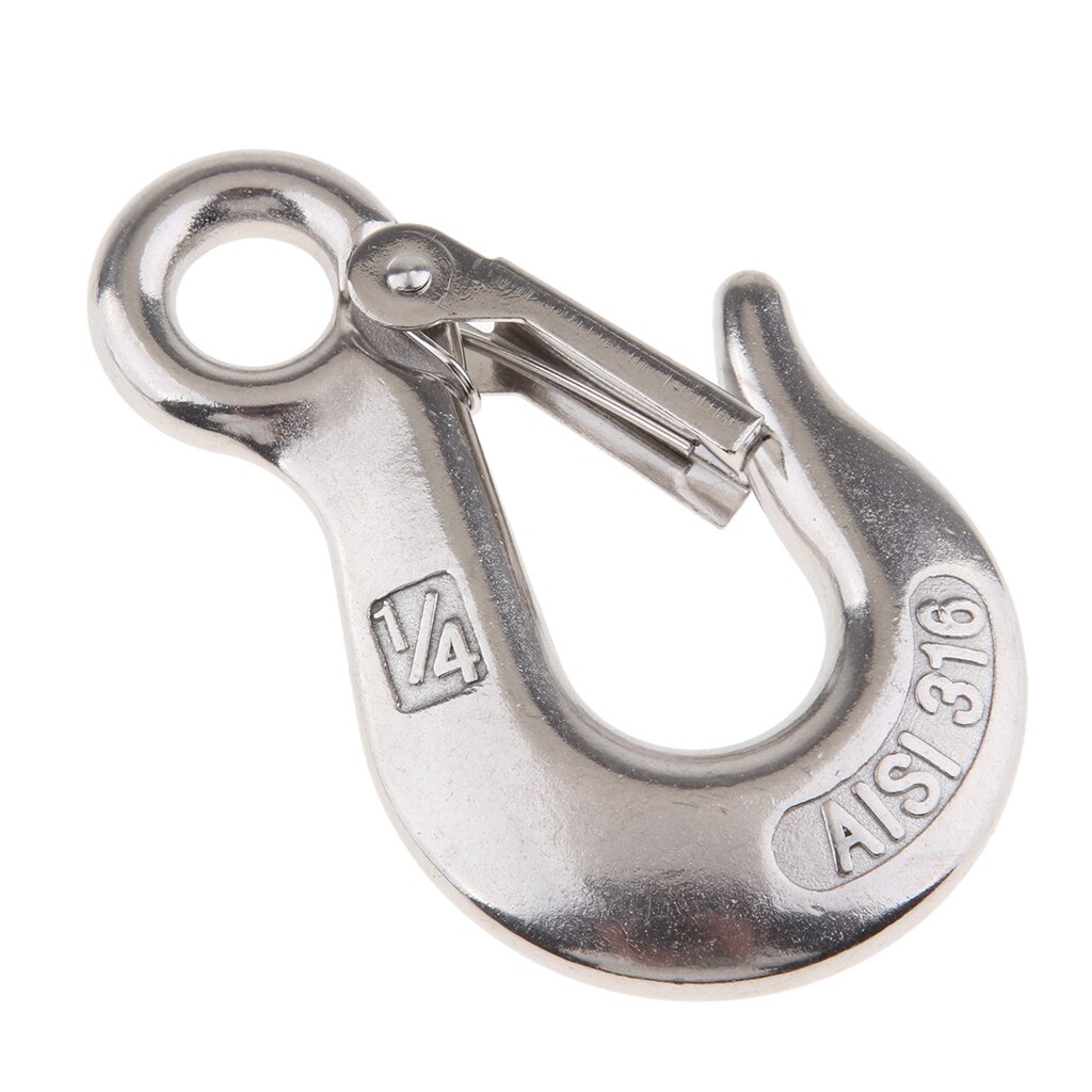 1/4&quot; Clevis Slip Hook with Safety Latch Towing Chain Hooks Stainless Steel