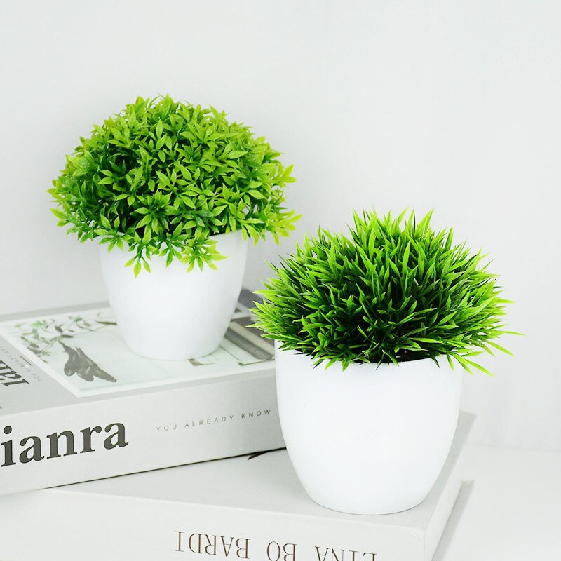 Bonsái Artificial en maceta con hojas verdes, plantas de simulación de árbol pequeño para decoración del hogar y jardín, decoraciones de mesa para fiestas de cumpleaños y bodas