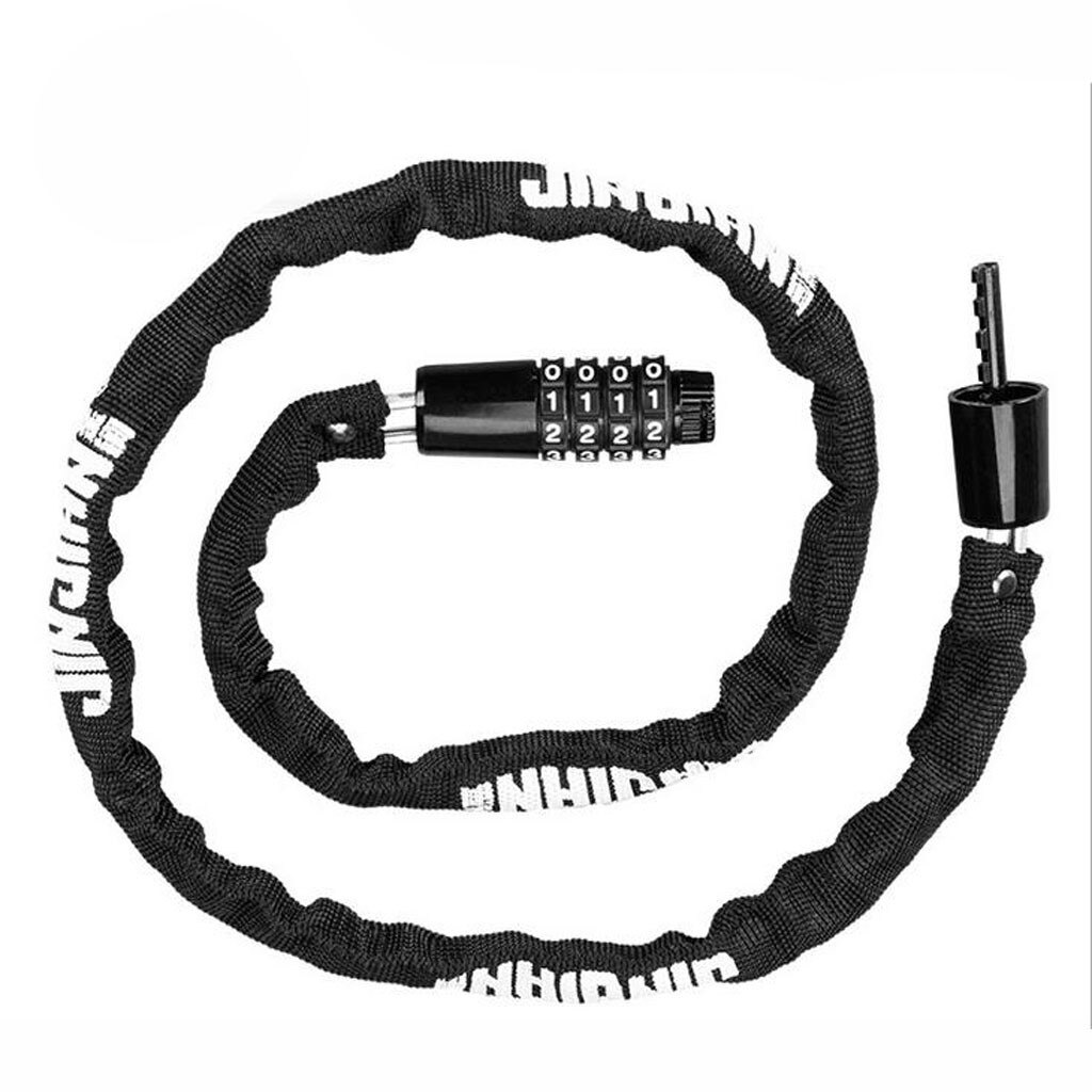 Bicycle Gold Chain Bicycle Small Chain Lock Four-digit Code Lock Padlock Security Bicycle Equipment MTB Anti-theft Chain Lock#40: Black 