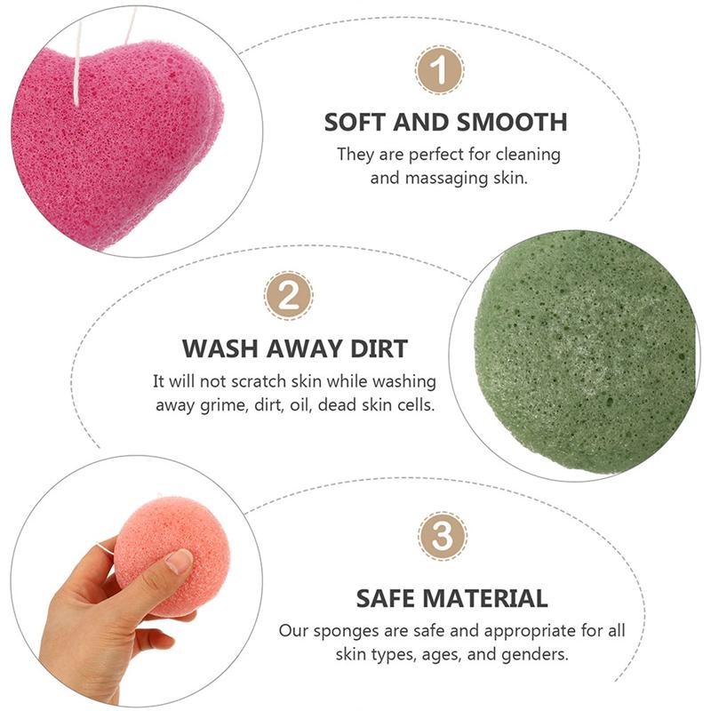 4Pcs Konjac Reiniging Spons Zwemmen Gezicht Puff Exfoliating Sponzen Willekeurige Kleur