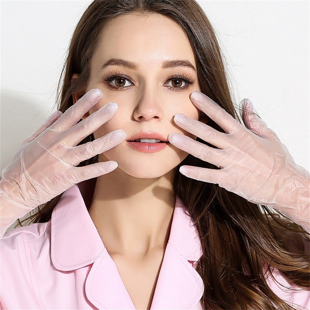 100PCS/Box protection Powder-free PVC Transparent Gloves Disposable Rubber Powder-free PVC Salon cooking Transparent Gloves L*5