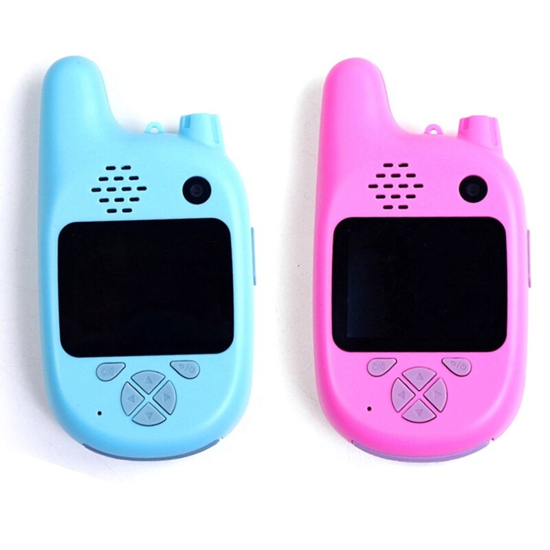Juego de 2 Walkie Talkie para niños, videocámara, Mini Video HD, juguetes, Walkie Talkie, videocámara MP3, música, azul y rosa: Default Title