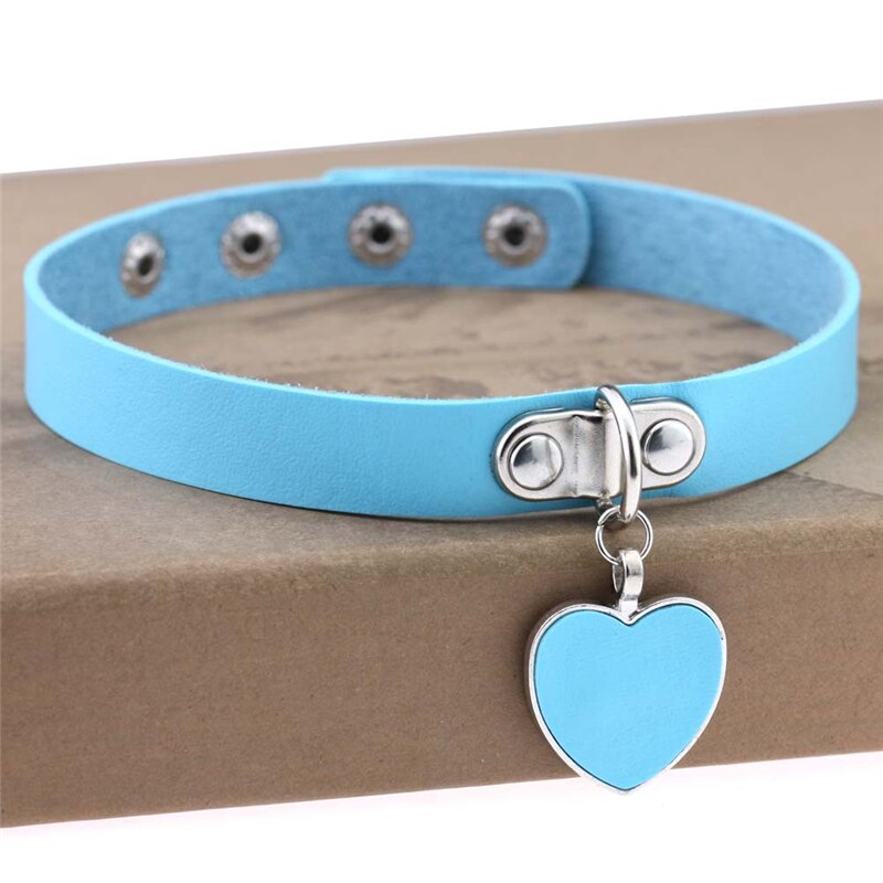 Heart Pendant PU Leather Choker Necklace Girls Punk Statement Jewelry Wedding Party Jewelry Accessories: 3