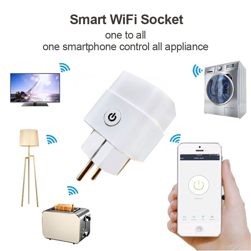 16A Wifi Smart Plug Stopcontact Afstandsbediening Monitor Power Tuya Thuis Apparaten Werkt Met Alexa Google Thuis