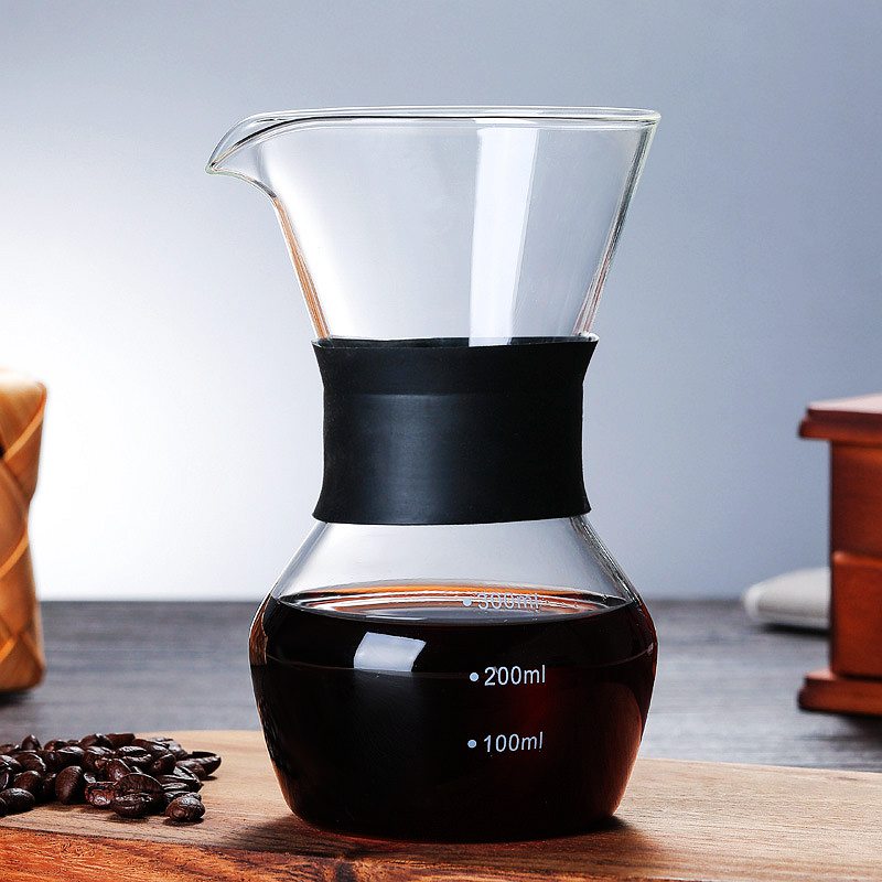 Kaffekanna med 600ml glas med filter i rostfritt stål, droppbryggning, bryggare, kaffekanna, droppare, barista, häll över kaffebryggaren