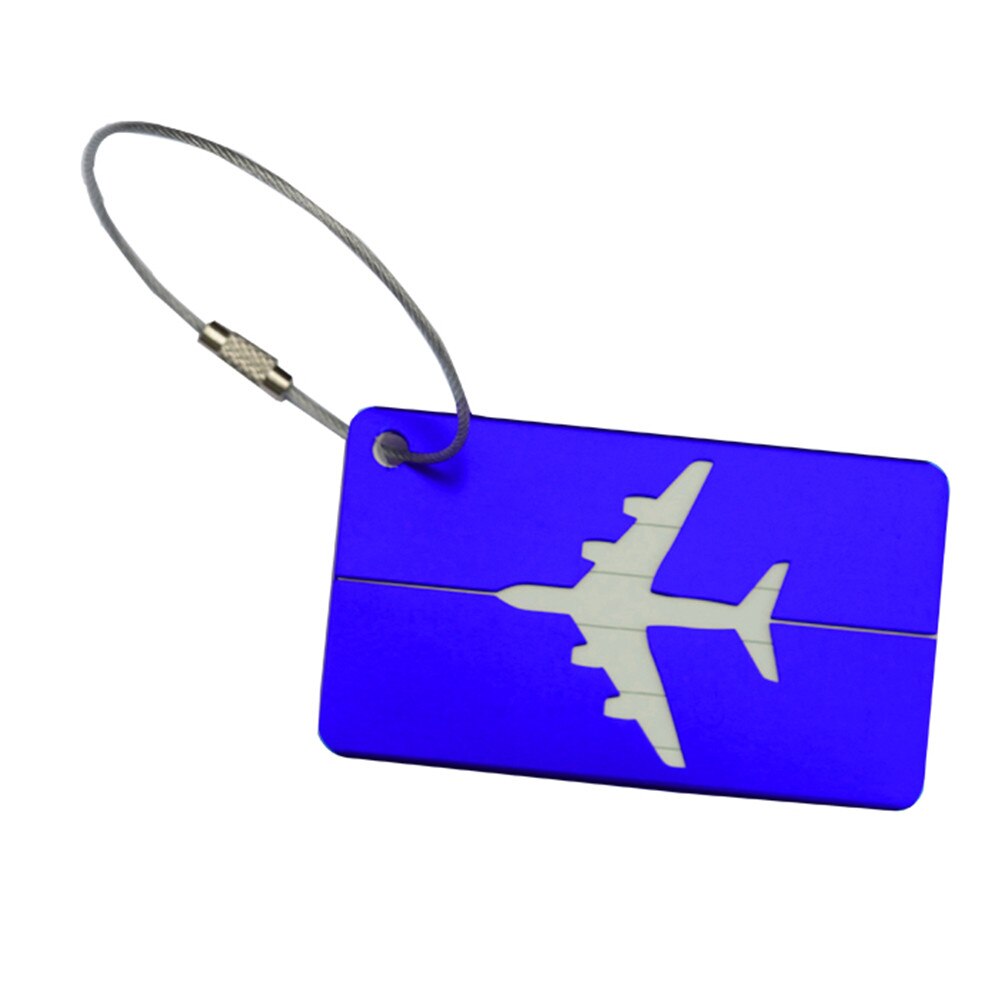 Rejse aluminium fly bagagemærker kuffert etiket navn adresse id bagagemærke: Blå