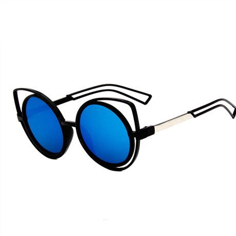 Cat eye solbriller damemærke twin-beam spejl solbriller vintage kvinde lentes de sol mujer solbriller  uv400: Blå