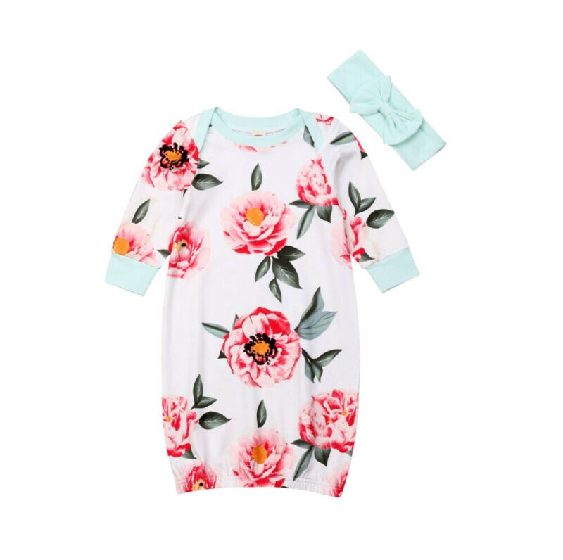 Bebê recém-nascido menino menina manga longa floral infantil pijamas conjunto