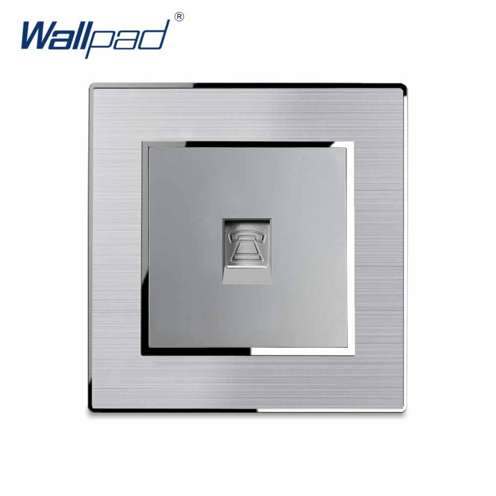 TEL Telephone Socket Wallpad Stainless Steel Panel With Silver Border Wall Socket Weak Electricity Sockets: Silver