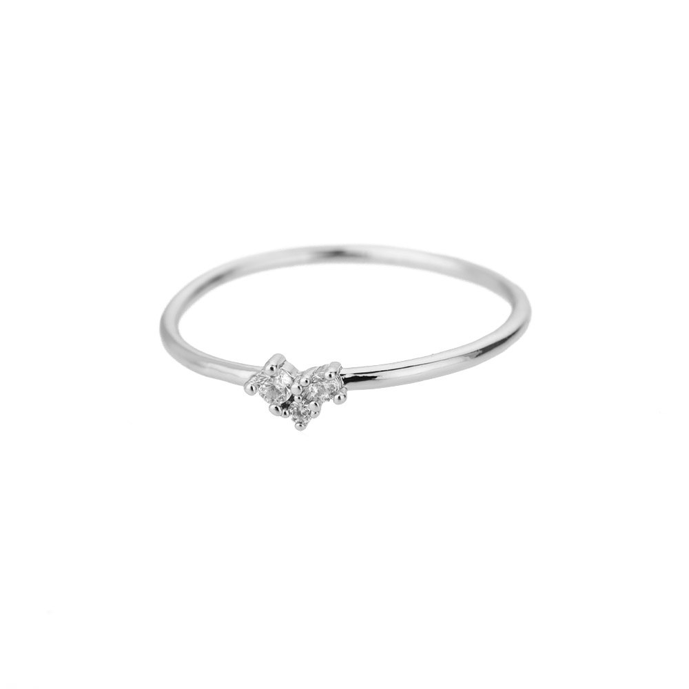 Leuke Ringen Voor Vrouwen Little Heart Shaped Gold Kleur Dainty Ring Sieraden Zirkoon Romantische Mode Bruiloft Engagement Sieraden: SILVER