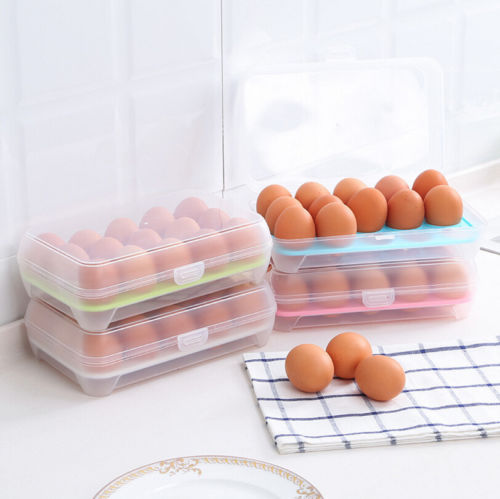 Æg mad opbevaringsæske kasseholder køleskab snap containerholds 15 æg