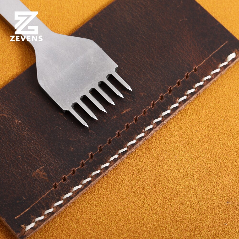ZEVENS Leather Chisel Hole Punch Stitching Tool Teeth Polished Diamond Pricking Iron Leather Craft tool 3/4mm 1-2-4-6 teet