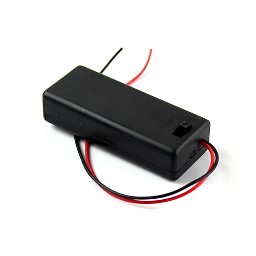 Hard Plastic Opslag Houder Case Box Voor 2 X Aaa Batterij Met Draad Zwart R9JB