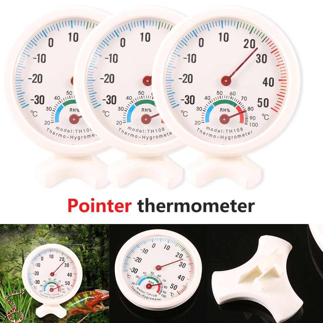 Mini Round Clock-shaped Measuring Indoor Outdoor Wall Temperature Humidity Thermometer Meter Gauge Thermometer Hygrometer