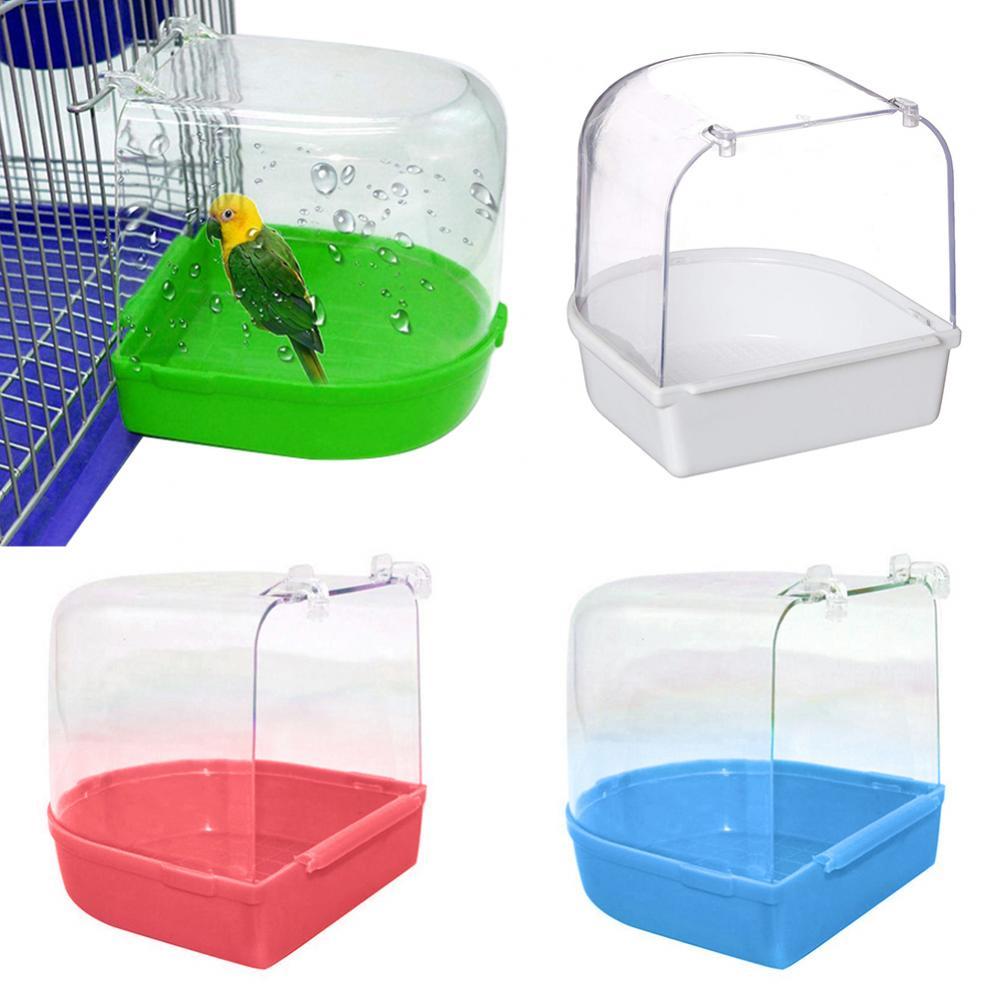 50%HOTPet Bird Parrot Transparent Bathing Tub Bathtub Shower Box Hanging Cage Decor