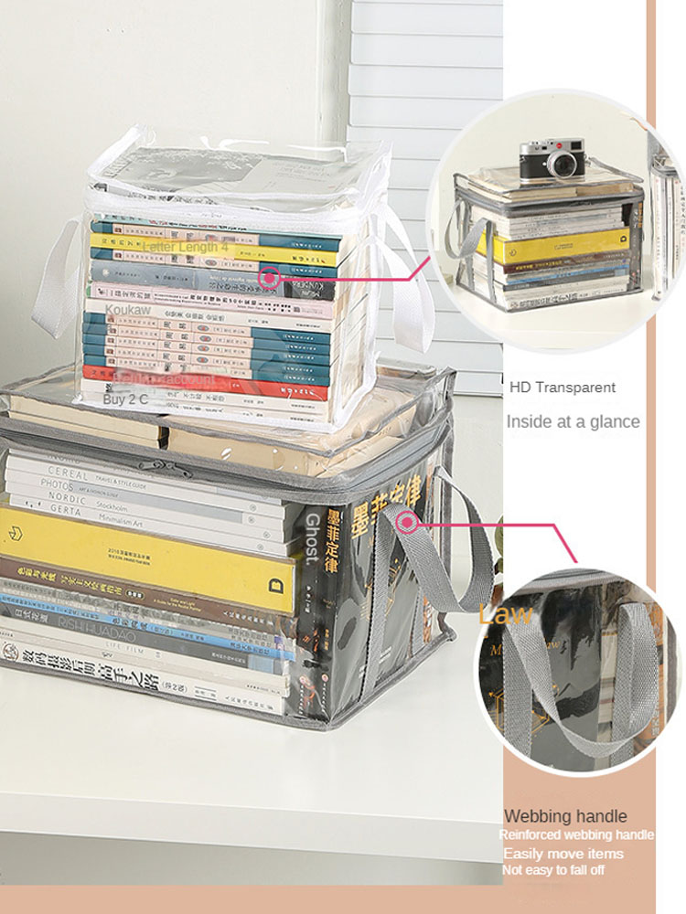 Contenitore per l'organizzazione dei libri, dormitorio per studenti, pieghevole, portatile, trasparente, per uso domestico, di grande capacità, per libri di testo