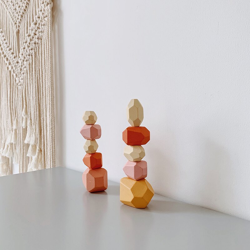 per bambini in Legno Colorato di Pietra Jenga Blocchi di Costruzione Giocattoli Educativi Creativo nordico Stile Accatastamento Gioco Arcobaleno di Legno del Regalo Del Giocattolo