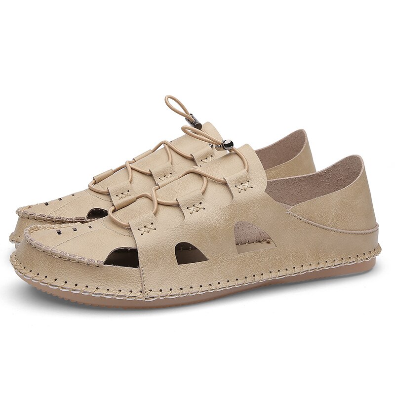 Cuir zandalias hombre sandale ritable extérieur hommes da femmes plate-forme creuse romain herren sandel sandalia caoutchouc verano hommes ete: brown / 44