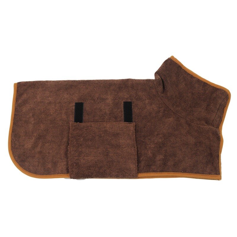 Haustier Hund Bademantel Schlecht Handtuch Klett Einstellbare 365 Mikrofaser Super Saugfähigen Schnell Trocknende Weichen Labrador Mantel für Welpen Hunde XS-XL: Braun / L