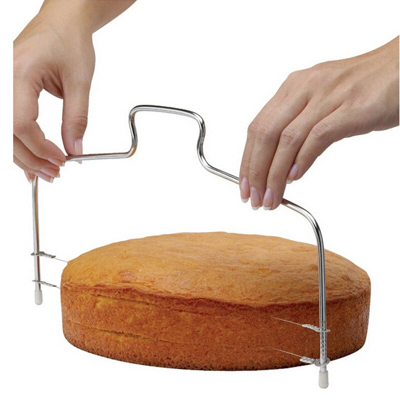 Dubbele Draad Cake Cutter Slicer Dubbele Lijn Verstelbare Metalen Cake Cutter Rvs Cake Gebak Slicer Keuken Bakken Tool