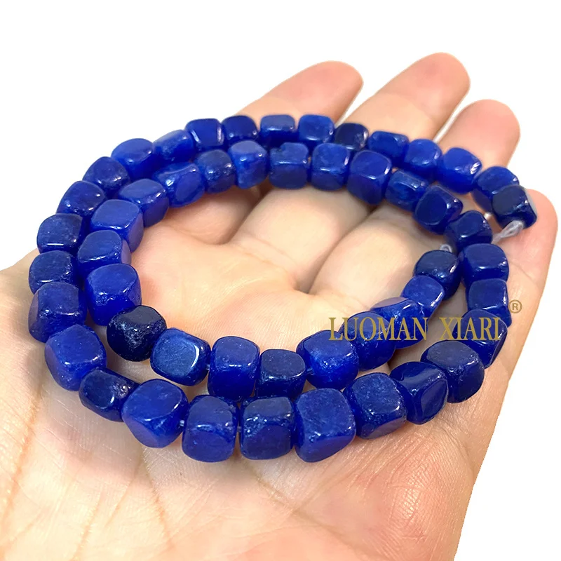 8x8MM Cube Chalcedony Dark Blue Orange Natural Stone Loose Square Spacer Bead for Jewelry Making DIY Bracelet Charms Accessories: Red / 3mm