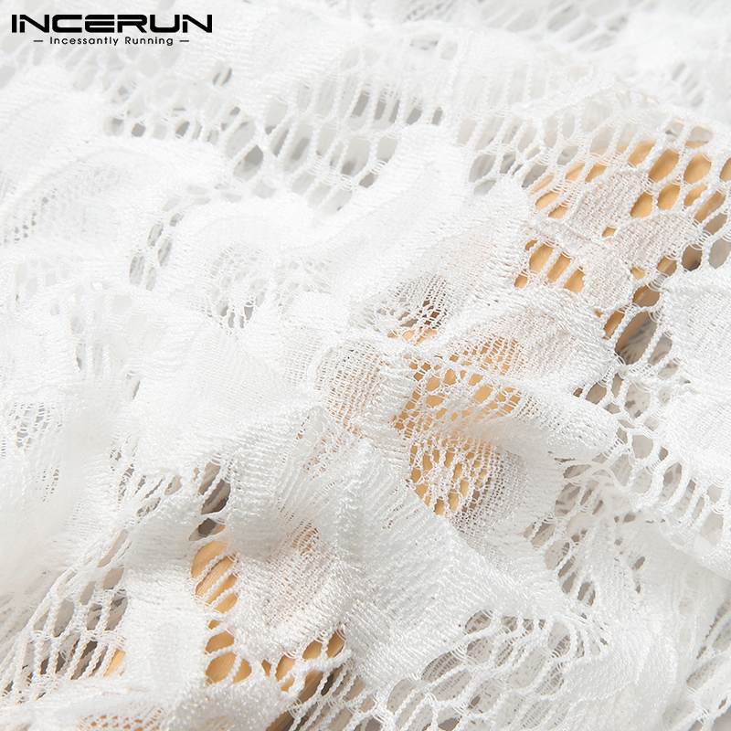 Mannen Slapen Broek Kant Rits Patchwork Homewear Trekkoord Transparante Sexy 2022 Mannen Broek Zakken Slaap Bodems S-5XL Incerun