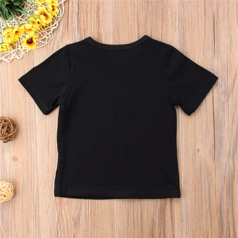 0-24M Cute Toddler Baby Girls Printed Tee Soft Cotton Crew Neck T-shirt Tops Baby Clothes T-shirts White Black 0-24M