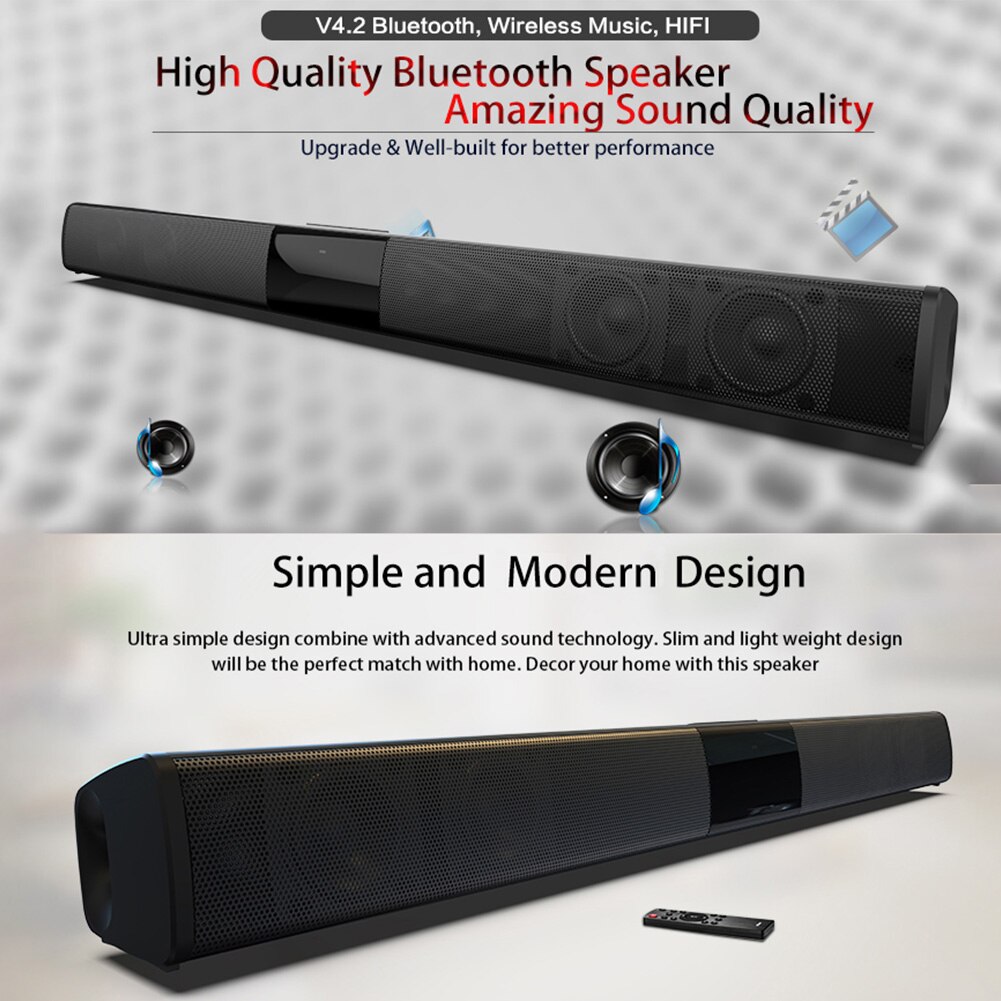 Bluetooth Speaker Sound Bar Remote Control Indoor Portable Multifunction Wireless Powerful Stereo Sound Rechargeable Waterproof