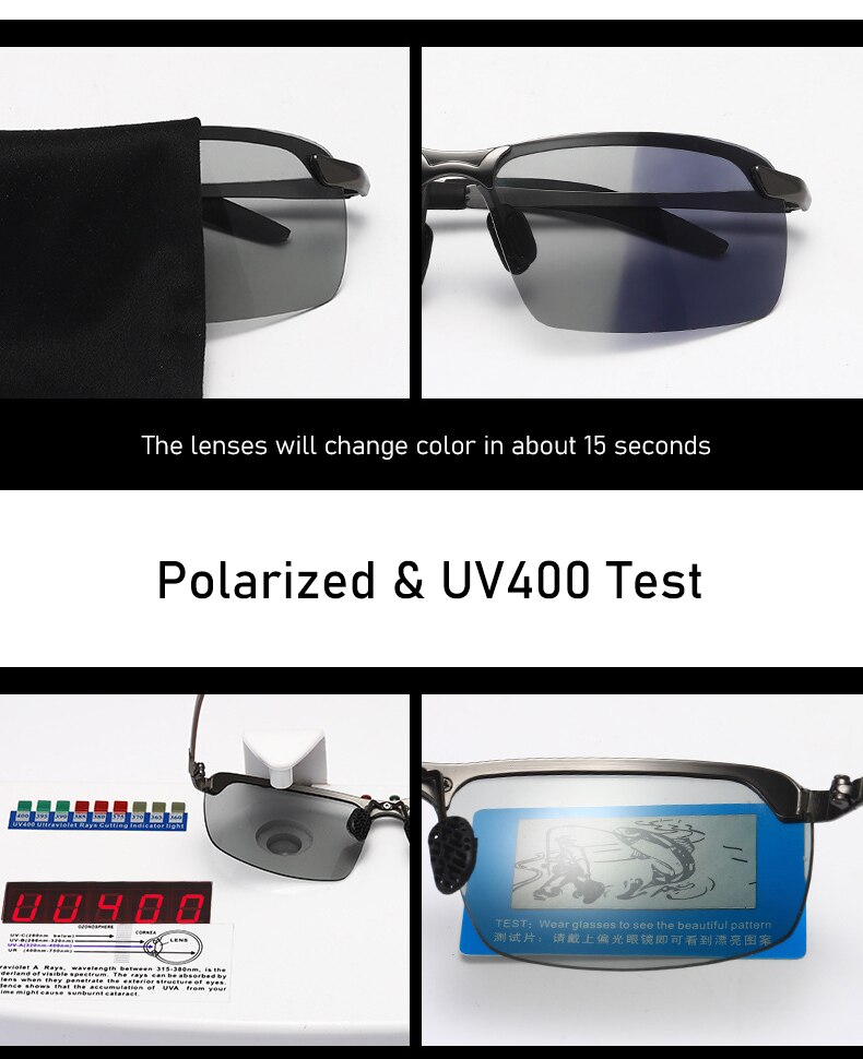 Fotokromiske polariserede solbriller til mænd klassiske førersolbriller briller vintage briller fiskeri misfarvede linser  uv400