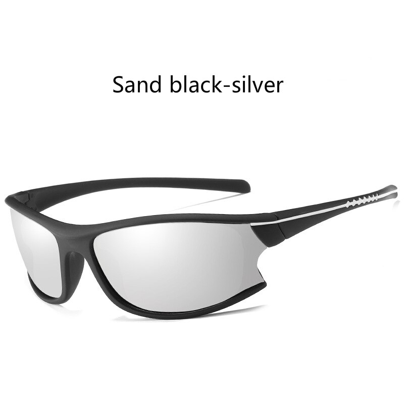 Polarisierte Fahren Sonnenbrille Männer Luxus Sport Sonnenbrille Angeln Gläser für Männliche Frauen Schatten Brille: Sand black-silver C4