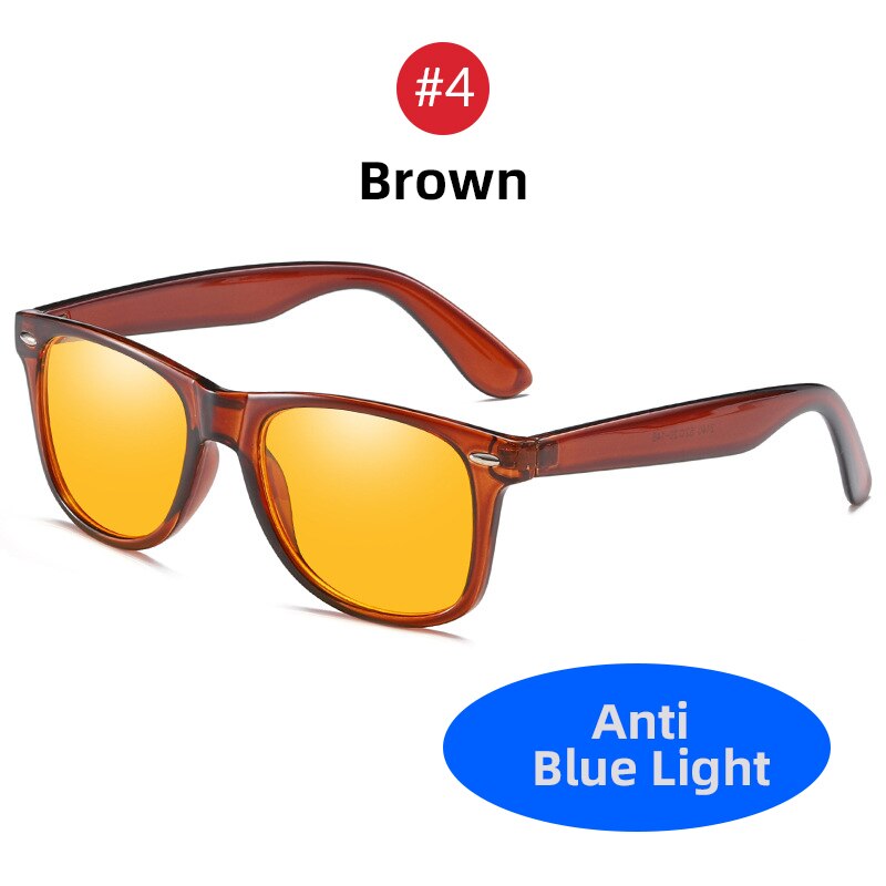 VIVIBEE Klassieke vierkante gaming blauw licht blokkerende bril heren geel dames kantoor anti-lichtbril computerfilterbril: Bruin