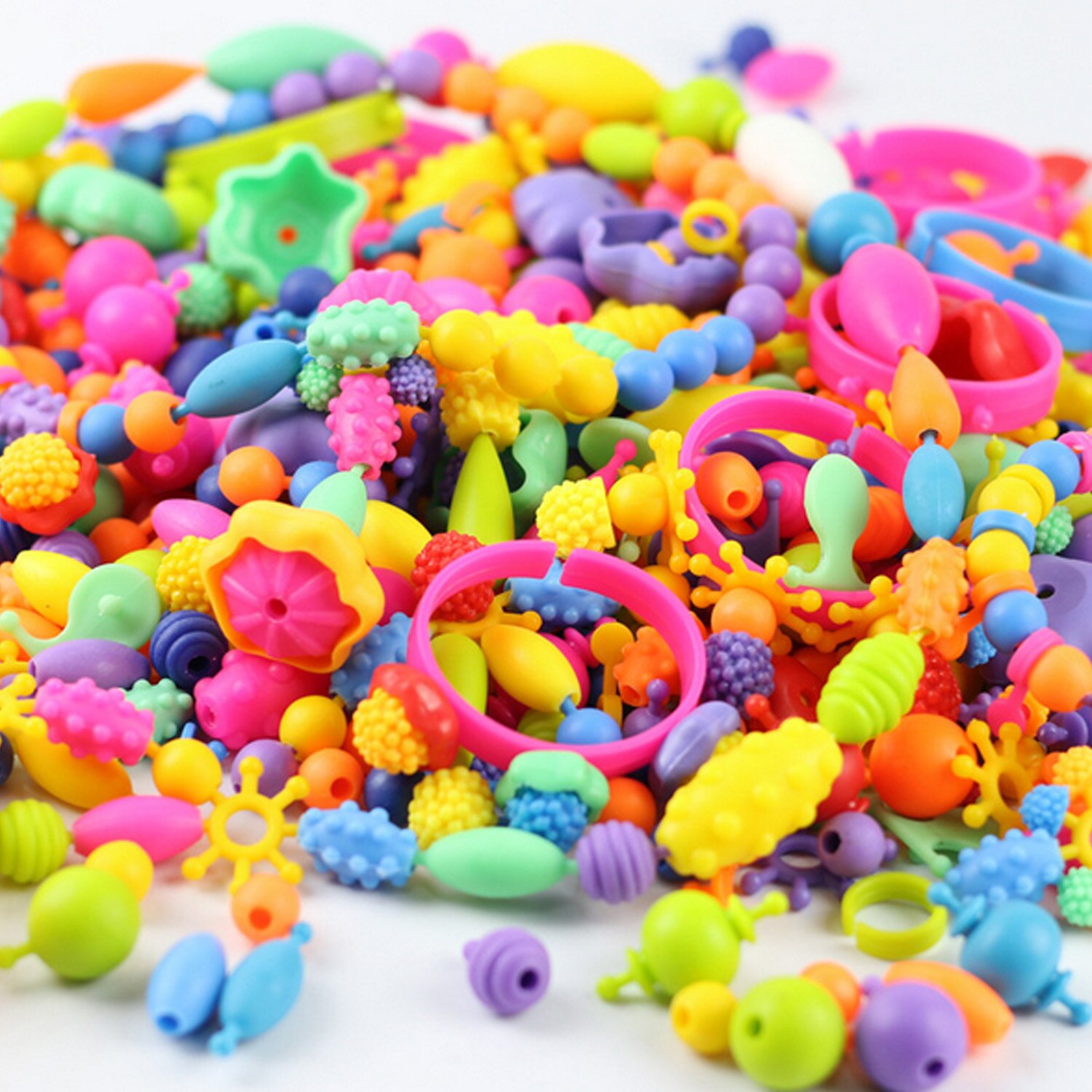 485 stk børn pigefarver plast pop snapperler legetøj kreativ kunst og håndværk gør det selv-bære perle smykker armbånd uden snorlegetøj