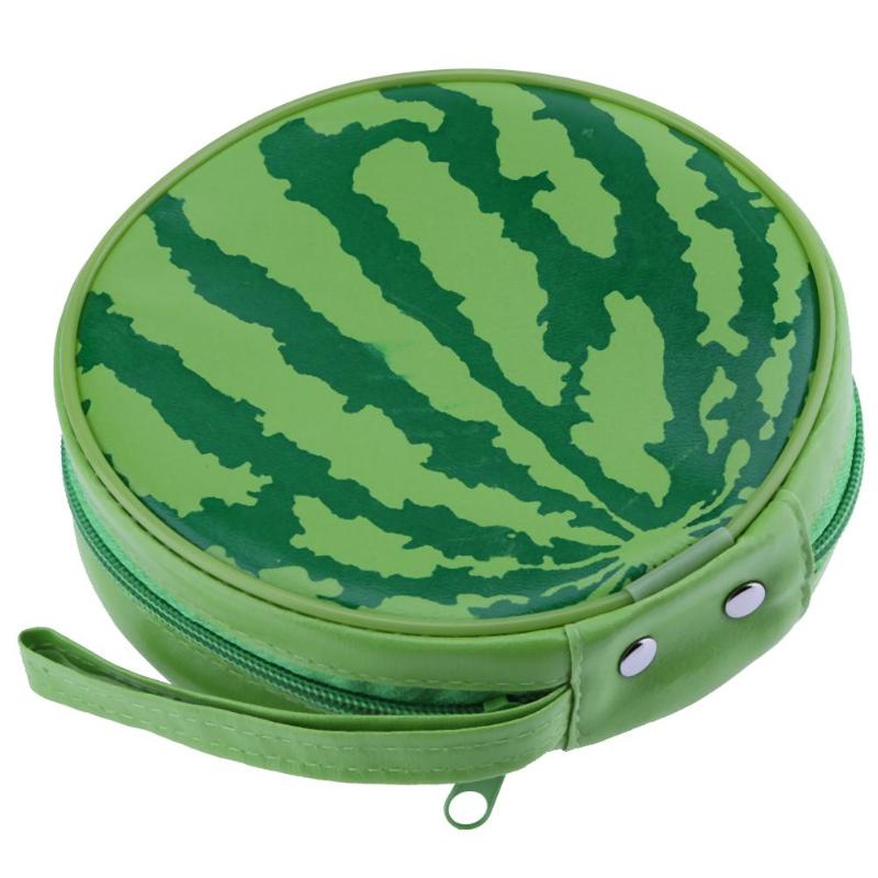 Vandmelon mønster bærbar 24 stk disk kapacitet dvd cd opbevaring sag runde tegnebog cover taske