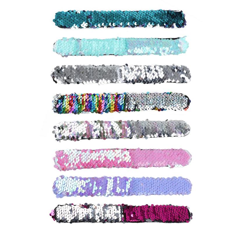 Brillante di Modo 8 Colore Paillettes Braccialetti Slap Glitter Wristband Fascia Dei Capelli Della Fascia per le Ragazze Bomboniere e Ricordini Regalo