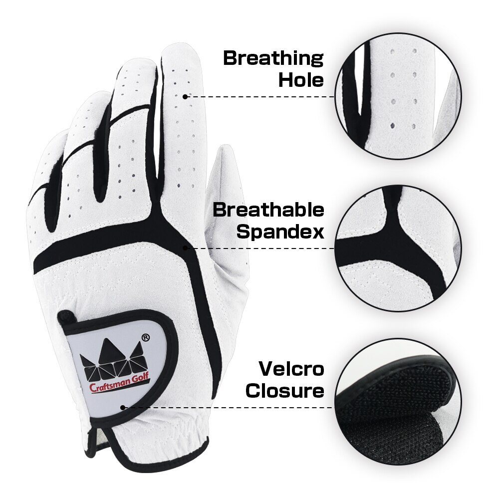 Golf Handschuhe Kadett Medium Large XL Super Komfort Links Hand für Righties 3-Pack