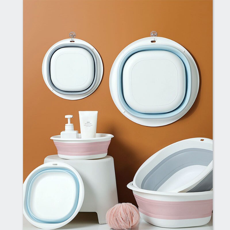 Plastic Folding Basins Portable Wash Basins Folding Laundry Tub Bathroom Kitchen Accessories Travel Folding Wash Basin I88
