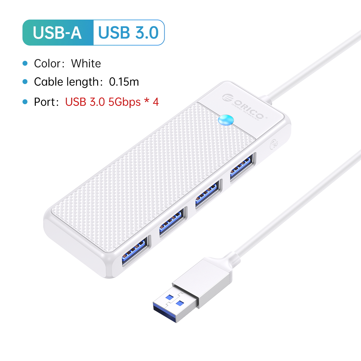 ORICO Concentrador tipo C concentrador USB 3.0 divisor de 4 puertos adaptador de concentrador USB base de expansión adaptador OTG ultrafino para PC accesorios de computadora