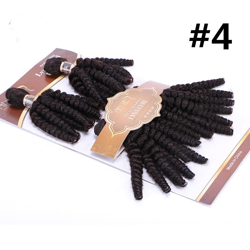 Eunice HAIR Synthetic Weave Funmi Curly Hair Bundles 4Pieces One Set Natural Soft Ombre Brown 18-20 inch Hair Extensions 200Gram: #4