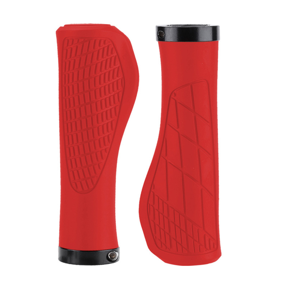 1 par de empuñaduras antideslizantes para manillar de bicicleta de montaña, empuñaduras de goma suave para MTB, empuñaduras de bicicleta cómodas y bloqueables, piezas de bicicleta: Rojo