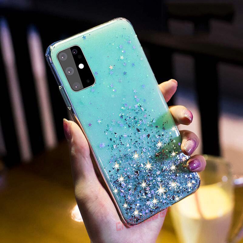 Voor Samsung Galaxy A51 Case Bling Glitter Soft Tpu Back Cover Voor Samsung Galaxy A71 A81 A91 Sm A515F A717F een 51 71 Pailletten Case: For Samsung A71 / green